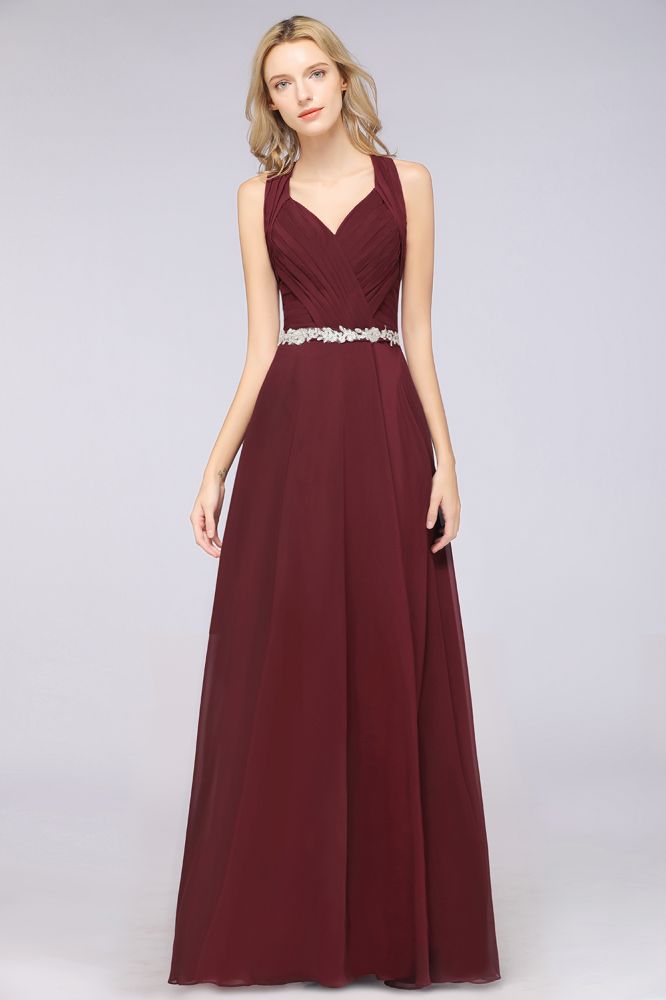 Vestido de dama de honor sin mangas con escote halter en V, volantes, apliques y fajines, estilo swing de noche