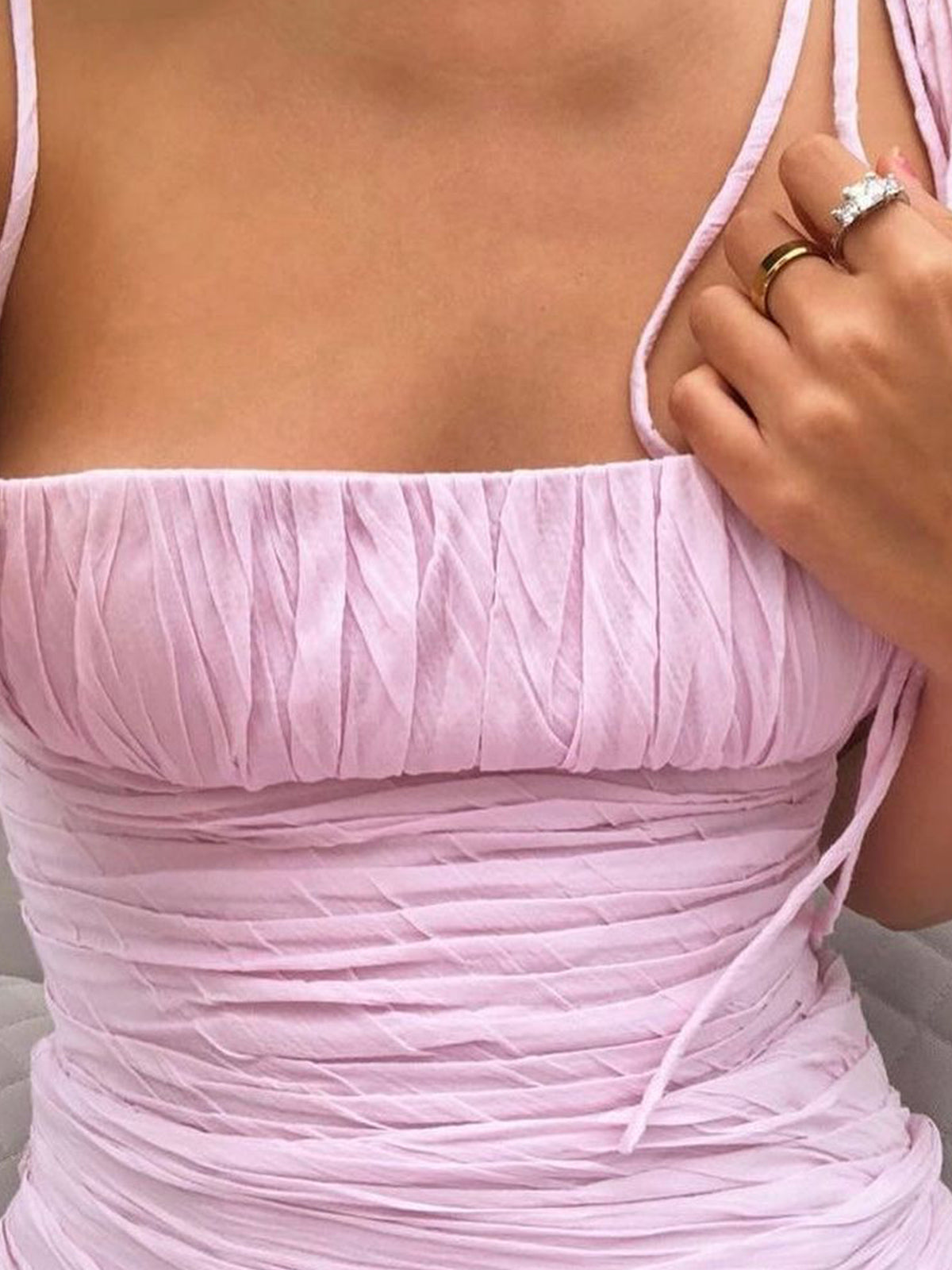Henry | Vestido de fiesta rosa sin mangas hasta el suelo con tirantes finos estilo sirena