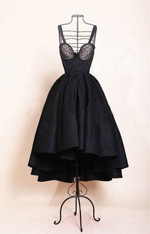 High Low Black Dress Vintage Homecoming Dresses Short Prom Dress PD387