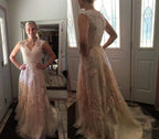 Robe de mariée longue sans manches à col en V de haute qualité avec dentelle WD015