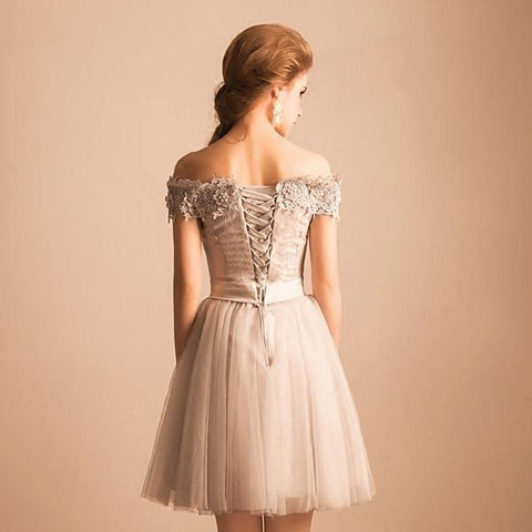 Homecoming Dress Off-the-shoulder Lace Short Prom Dress Party Dress PD352