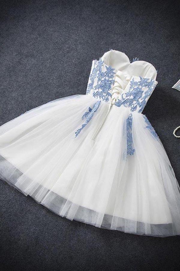 Vestido de fiesta sexy, corte A, sin tirantes, corto, para baile de graduación o fiesta.