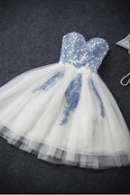 Vestido de fiesta sexy, corte A, sin tirantes, corto, para baile de graduación o fiesta.
