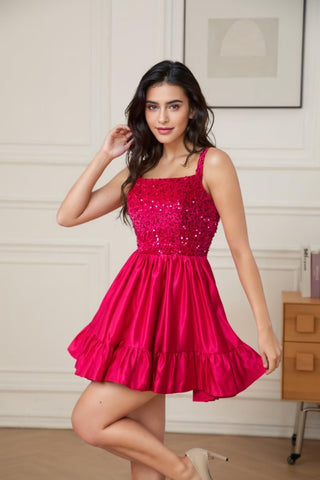 Robe de soirée ajustée et évasée pour adolescentes VMH113