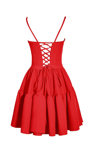 A-line Ruffled Lace-Up Homecoming Dress