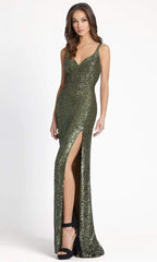 Sleeveless High Slit Sequin Long Prom Gown