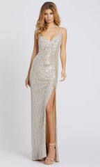 Sleeveless High Slit Sequin Long Prom Gown