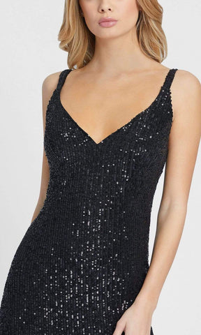 Robe de bal longue sans manches à sequins fendue jusqu'à la cuisse