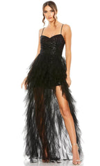 Robe de soirée sans manches ornée de sequins