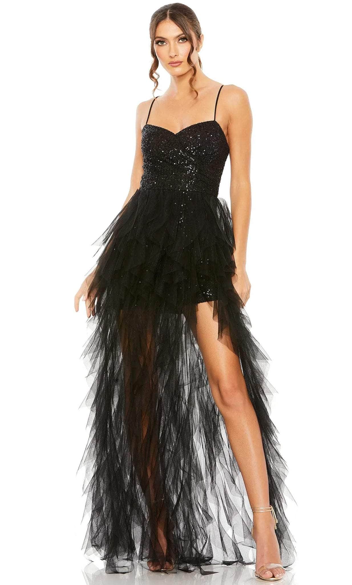 Robe de soirée sans manches ornée de sequins