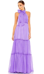 Bow Accent Halter Evening Gown