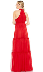 Bow Accent Halter Evening Gown