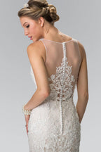 Illusion V-Neck Mermaid Style Lace Long Wedding Dress Sale