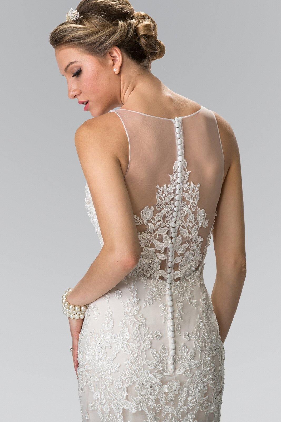 Illusion V-Neck Mermaid Style Lace Long Wedding Dress Sale