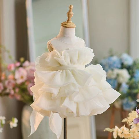 Robe de bébé fille en tulle arrivant aux genoux pour son premier anniversaire 