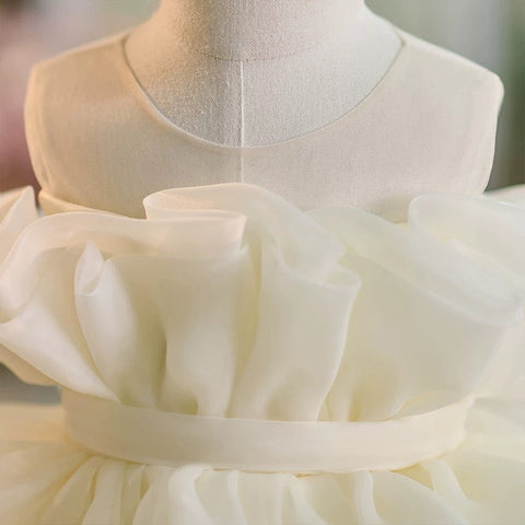 Robe de bébé fille en tulle arrivant aux genoux pour son premier anniversaire 