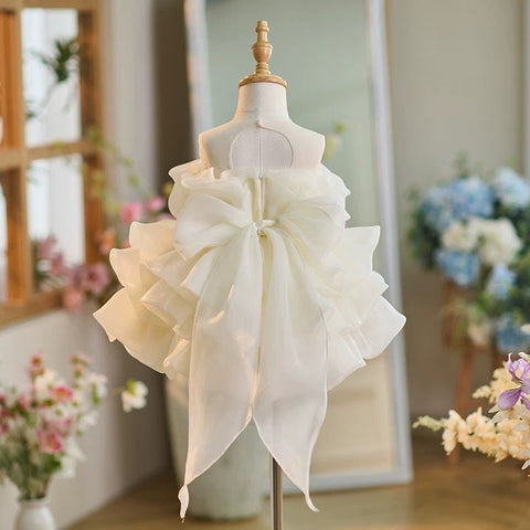 Robe de bébé fille en tulle arrivant aux genoux pour son premier anniversaire 