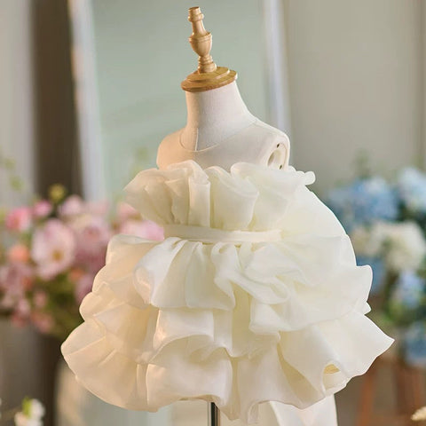 Robe de bébé fille en tulle arrivant aux genoux pour son premier anniversaire 