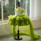Vestido de princesa asimétrico de tul para fiesta de primer cumpleaños de niña 