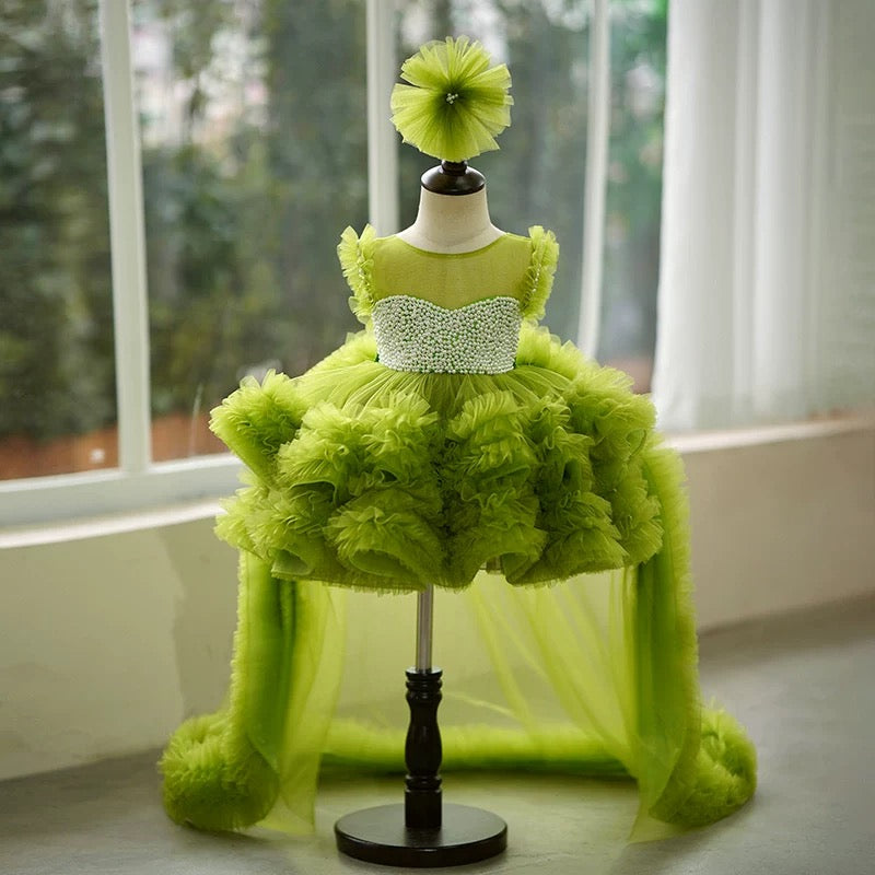 Vestido de princesa asimétrico de tul para fiesta de primer cumpleaños de niña 