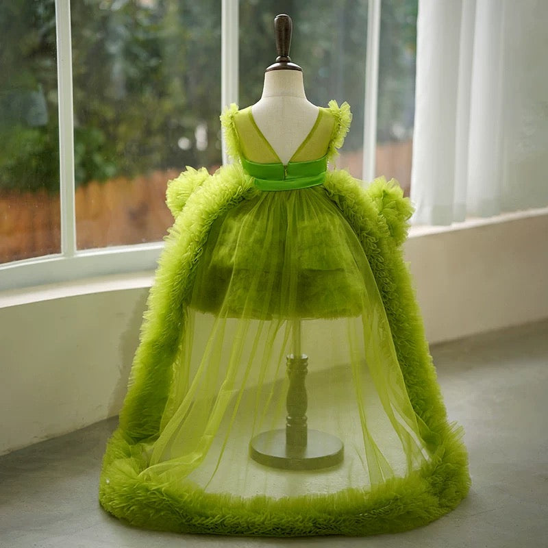 Vestido de princesa asimétrico de tul para fiesta de primer cumpleaños de niña 