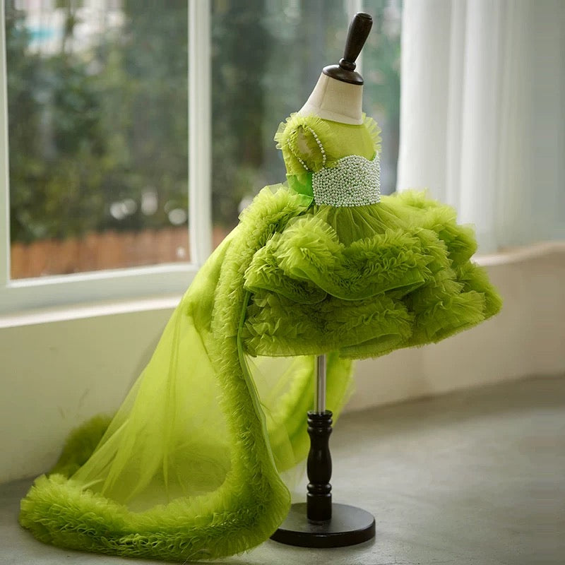 Vestido de princesa asimétrico de tul para fiesta de primer cumpleaños de niña 