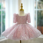 Vestido de bebé niña sin mangas con lentejuelas hasta la rodilla 