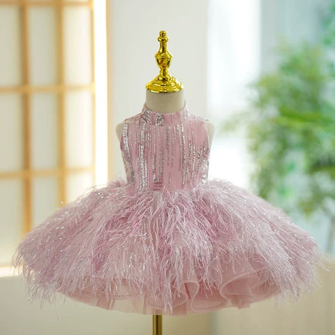 Vestido de champán para bebé niña en su primer cumpleaños 