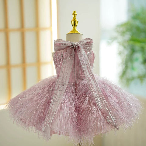 Vestido de champán para bebé niña en su primer cumpleaños 