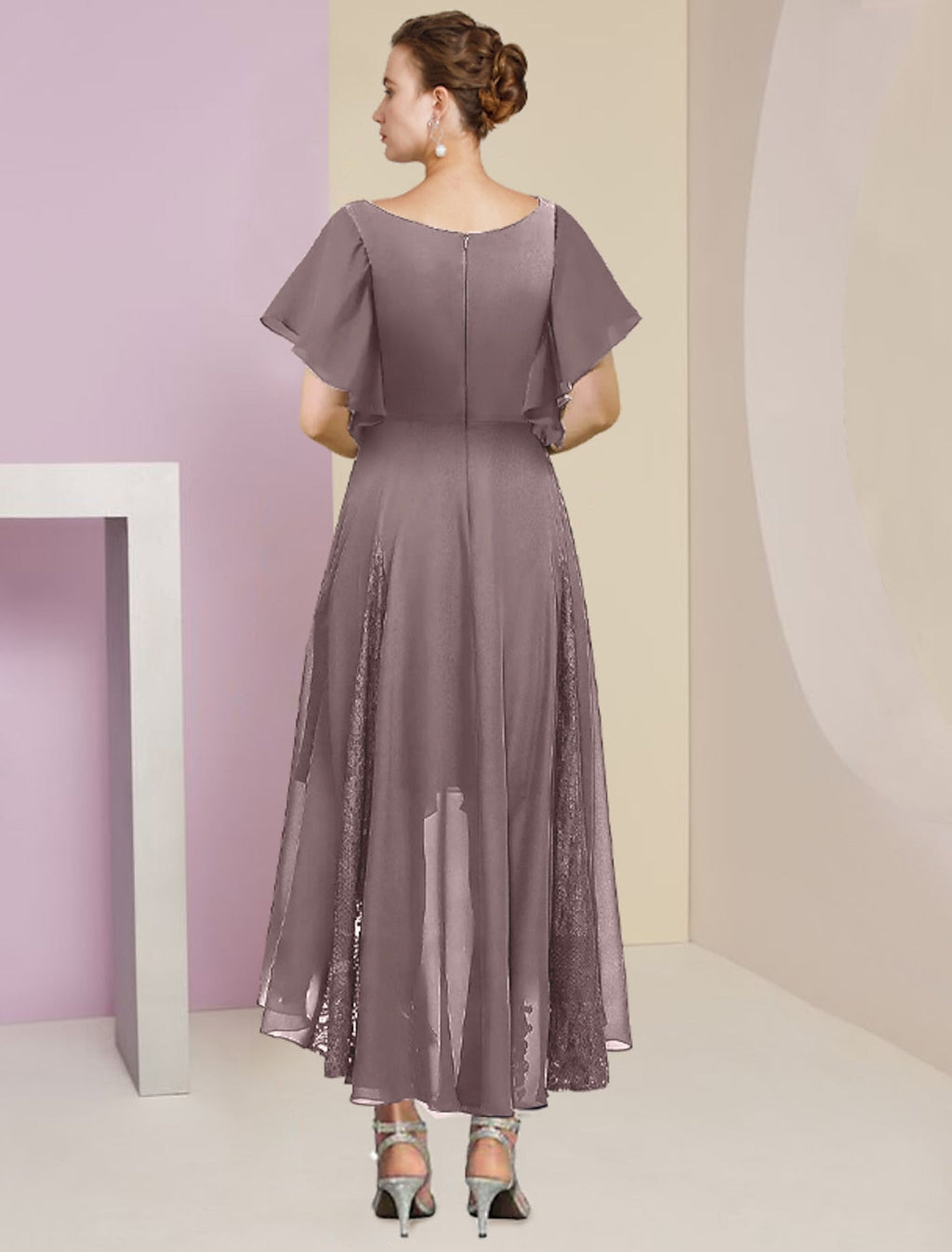 Vestidos de corte princesa/línea A para la madre de la novia con escote en V y apliques 