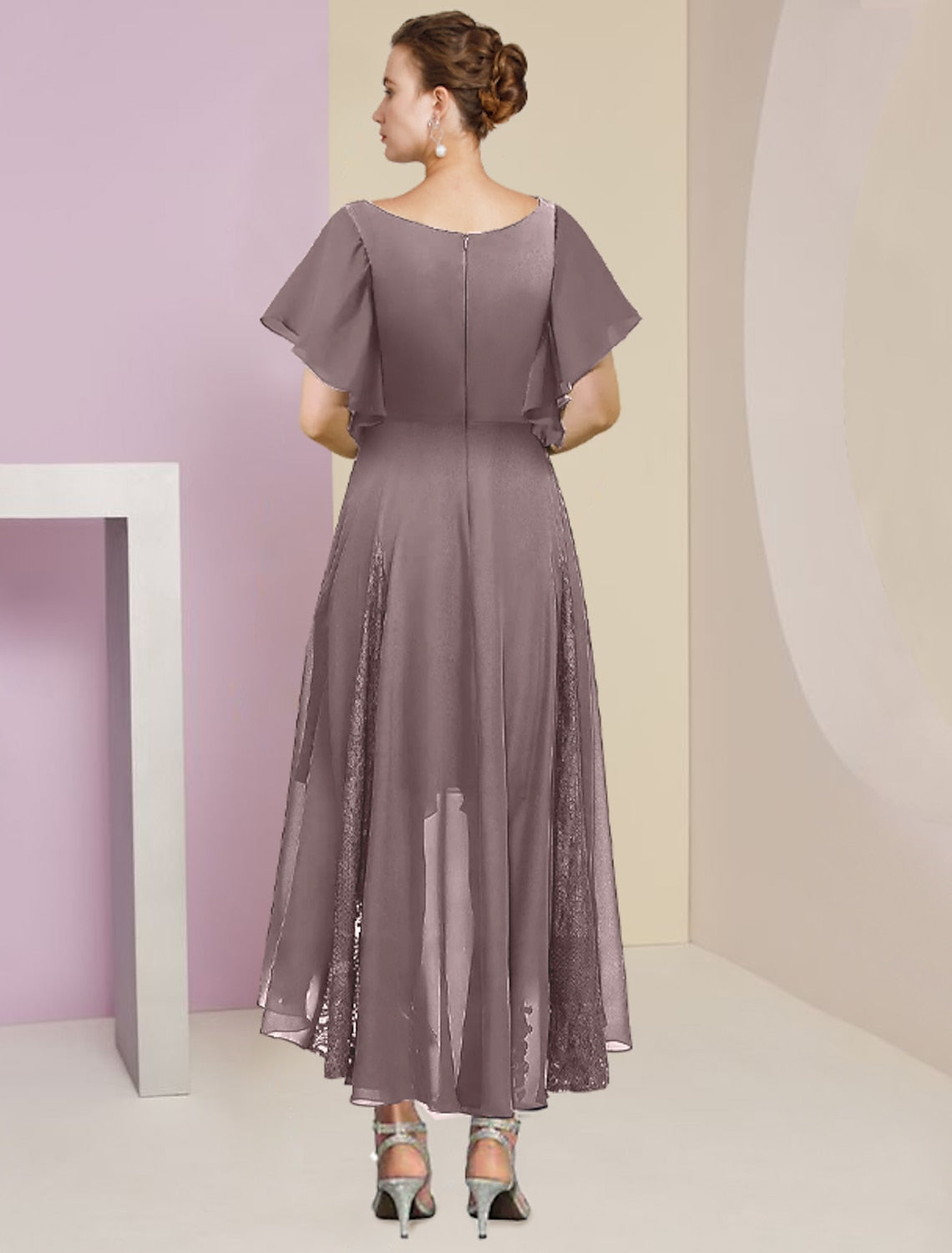 Vestidos de corte princesa/línea A para la madre de la novia con escote en V y apliques 
