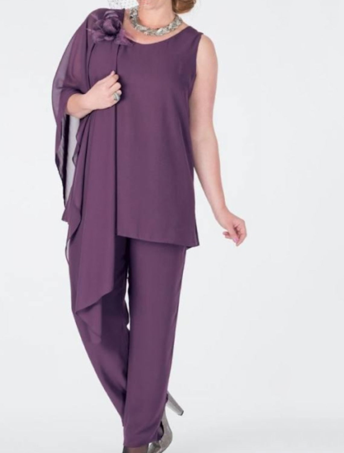 Tailleurs-pantalons en mousseline pour la mère de la mariée, avec veste 