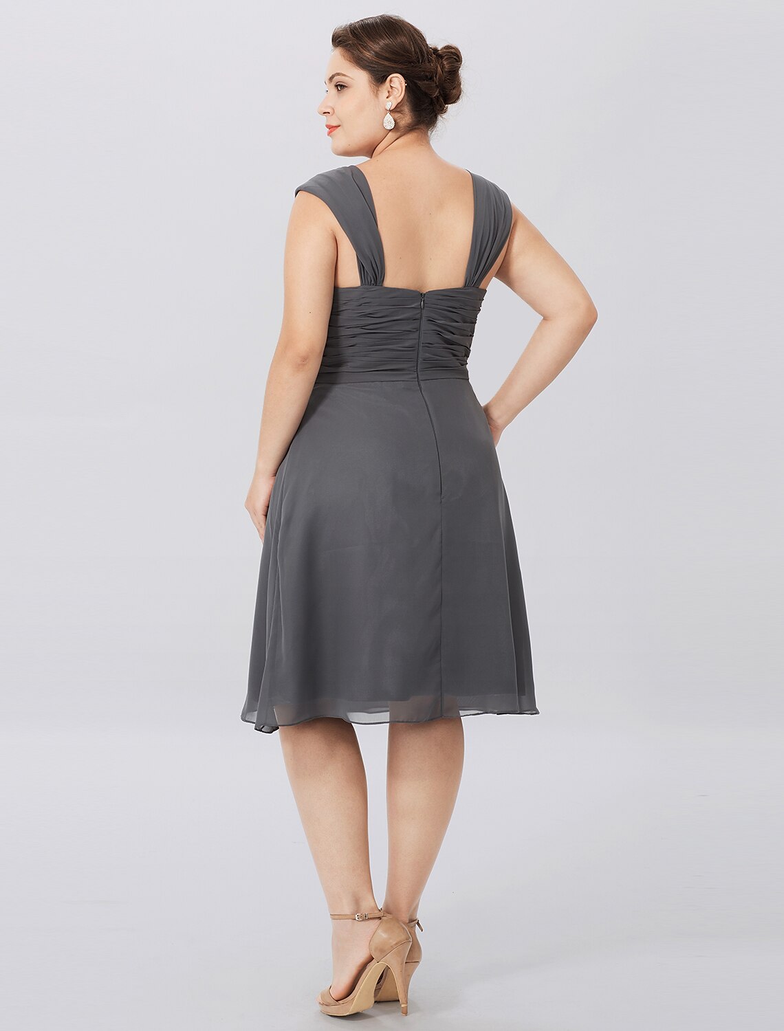 Vestidos de corte princesa/línea A con tirantes finos hasta la rodilla para la madre de la novia 