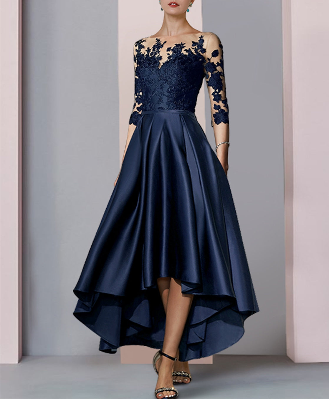 Robes de mère de la mariée de coupe trapèze/princesse avec appliques 