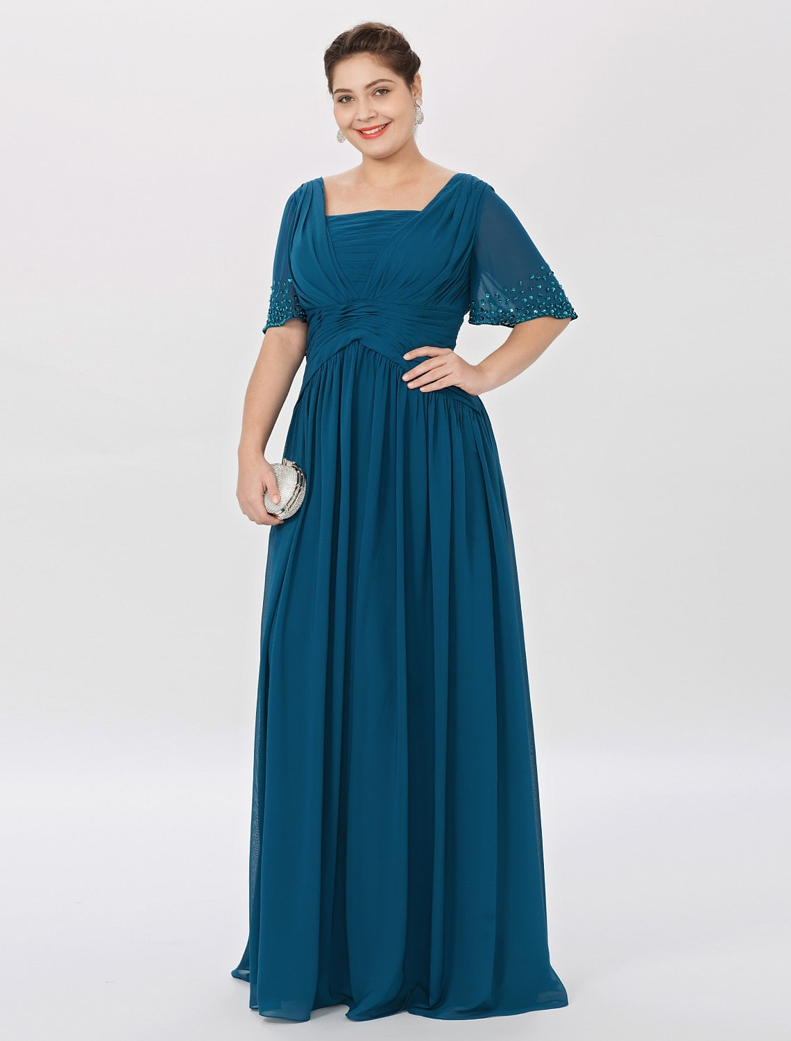 Vestidos de corte princesa/línea A para la madre de la novia, largos hasta el suelo. 