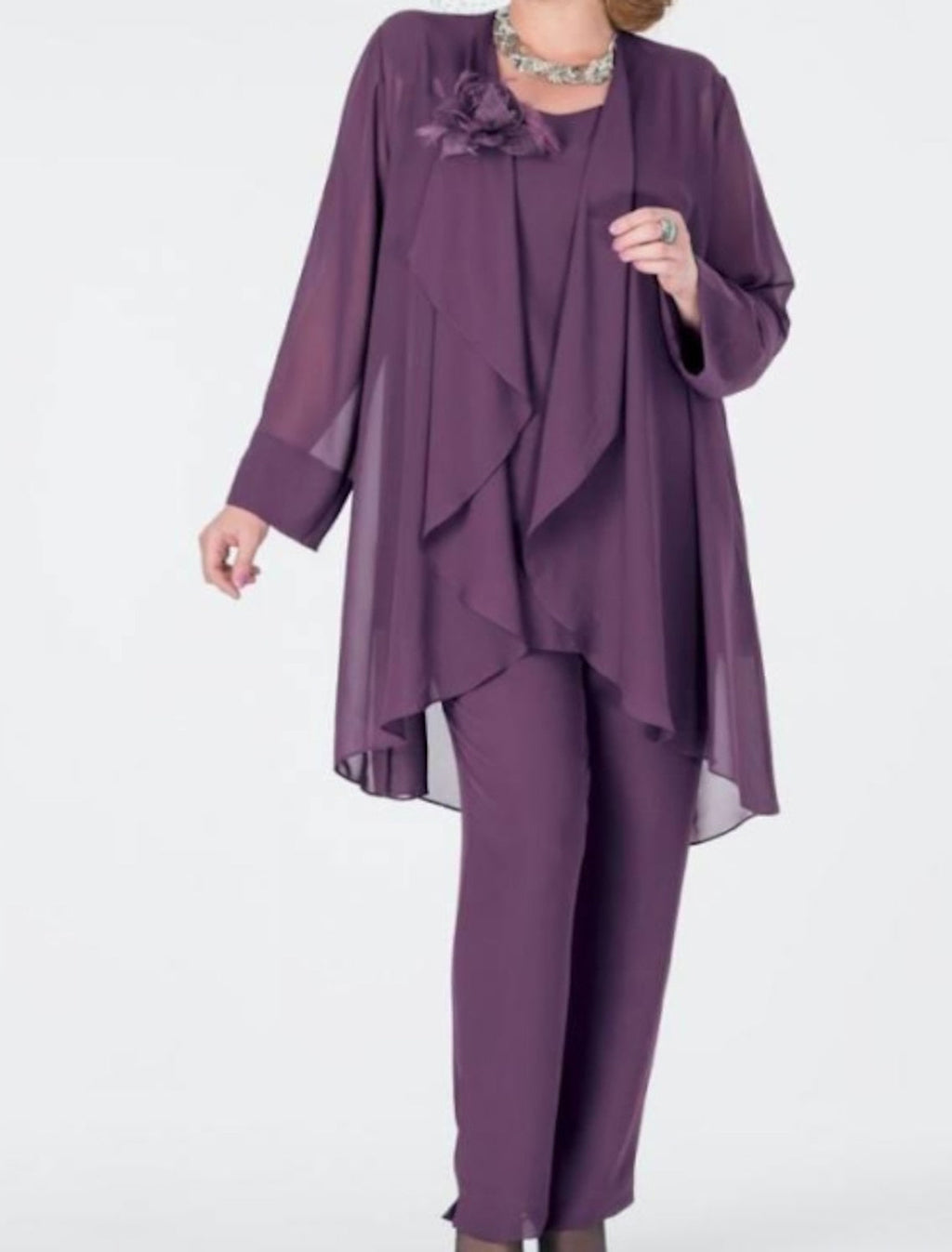 Tailleurs-pantalons en mousseline pour la mère de la mariée, avec veste 