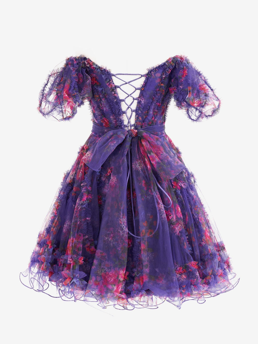 Vestido de fiesta estampado floral con hombros descubiertos
