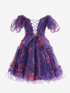 Vestido de fiesta estampado floral con hombros descubiertos