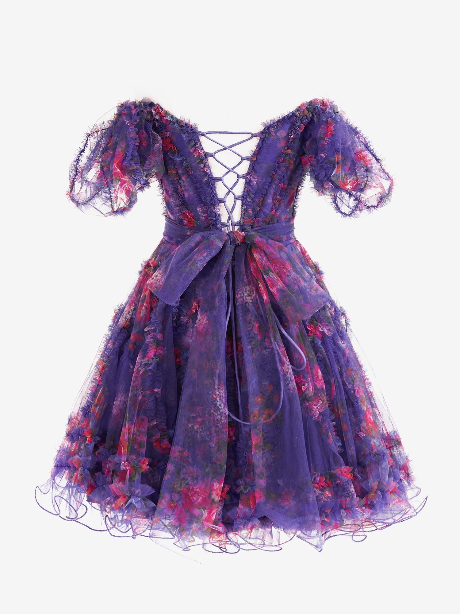 Vestido de fiesta estampado floral con hombros descubiertos