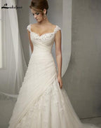Baoleely Wedding Dress Elegant Princess Capped Sleeves Wedding Dresses  Sweetheart A-line Appliques
