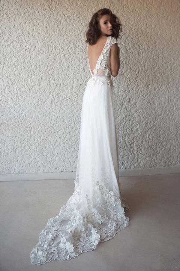 Robe de mariée transparente ivoire à manches courtes, modèle WD332