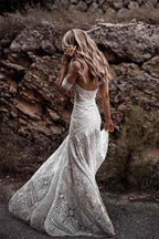 Robes de mariée de plage en dentelle ivoire, décolleté en cœur, modèle WD335