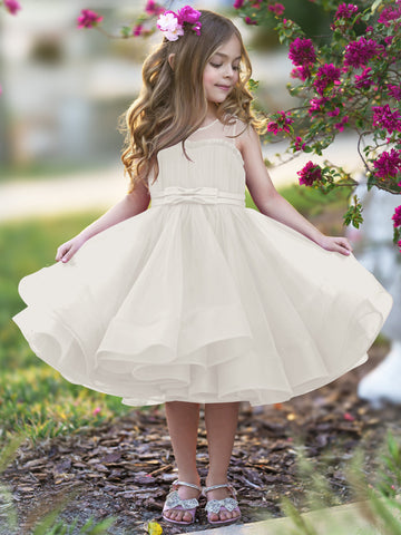 Vestido de princesa/vestido de tul hasta la rodilla para niña de las flores 