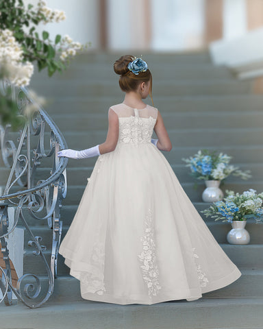 Vestido de baile de princesa Serenity con apliques de encaje y adornos de mariposas 