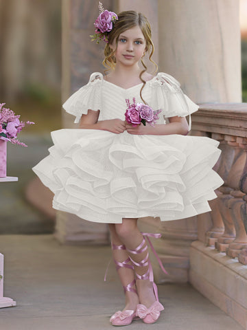 Robe de bal/robe de princesse en tulle longueur genou pour demoiselle d'honneur d'anniversaire 