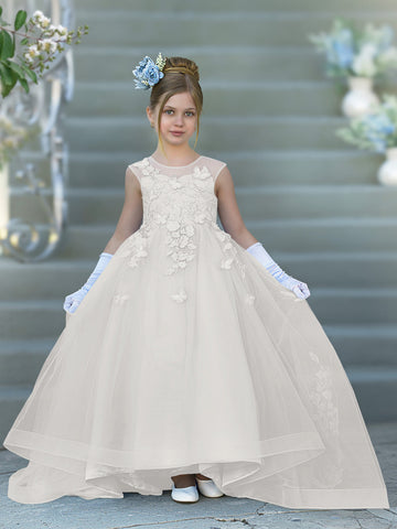 Vestido de baile de princesa Serenity con apliques de encaje y adornos de mariposas 