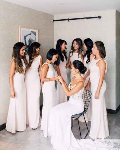 Simple Backless Mermaid Sleeveless Bridesmaid Dresses