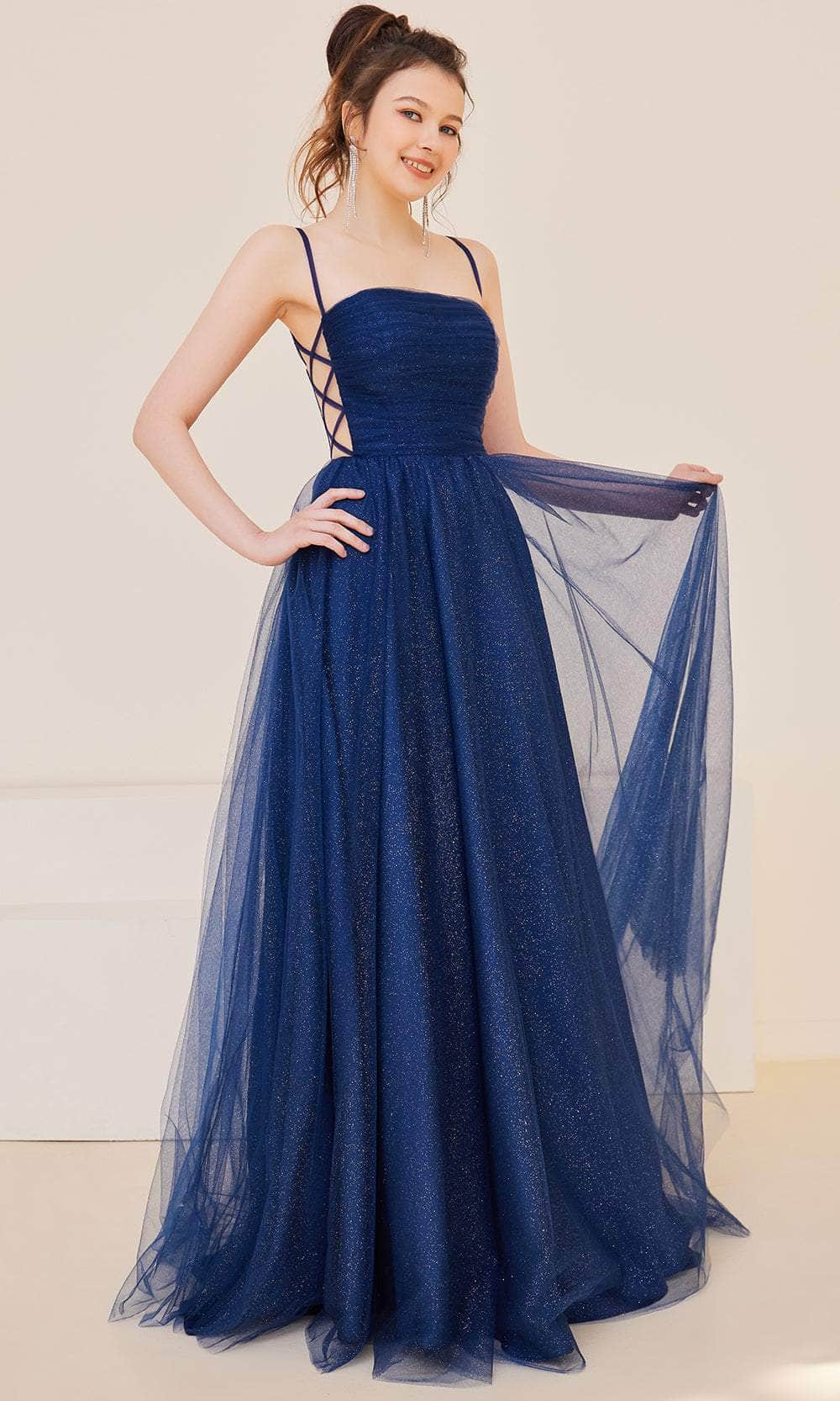 Vestido de graduación con corpiño fruncido