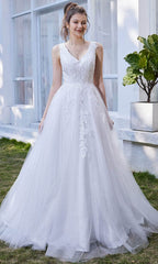 Robe longue trapèze sans manches à col en V