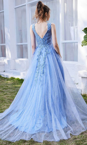 Vestido largo sin mangas con escote en V y corte en A